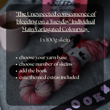 Load image into Gallery viewer, Yarn &amp; Book 4 (Young Adult) - &#39;The Unexpected Consequence of bleeding on a Tuesday&#39; main colourway  - pre-order