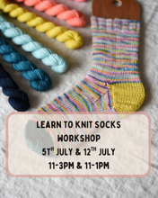 Load image into Gallery viewer, Learn to Knit Socks Workshop (5th and 12th July)