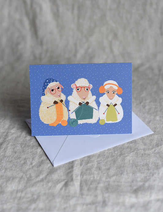 Knitting Sheep Ewe A6 Greeting Card