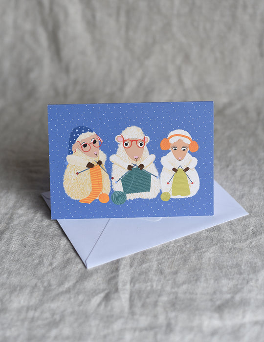 Knitting Sheep Ewe A6 Greeting Card